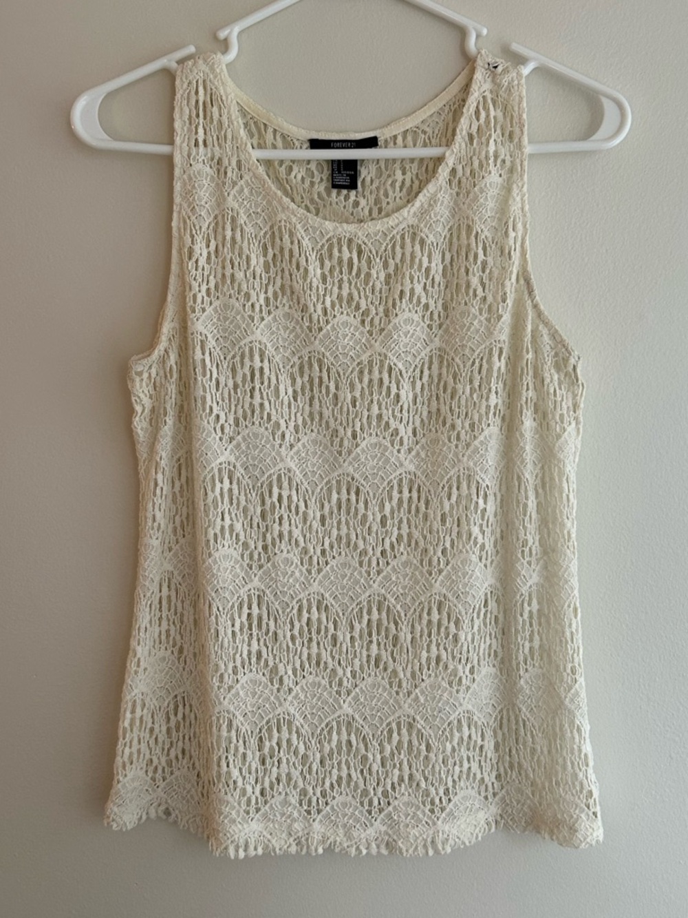 Forever 21 Ivory Crochet Lace Tank Top
